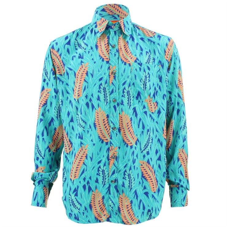 Tailored Fit Long Sleeve Shirt - Orange feathers & green grass