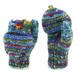Gants de tir en laine tricotés à la main - mélange bleu foncé sd