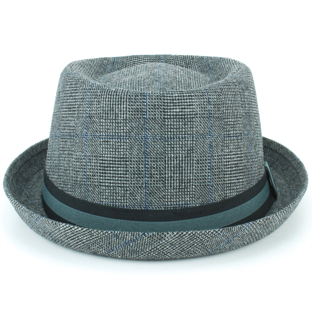 Tweed Porkpie Hat - Light Grey