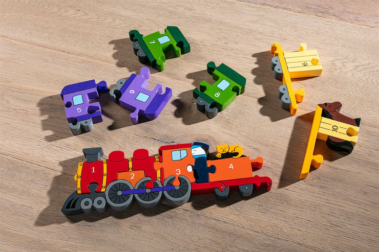 Handmade Wooden Jigsaw Puzzle - Number Train