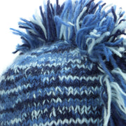 Wool Knit 'Punk' Mohawk Earflap Beanie Hat - Blue Space Dye