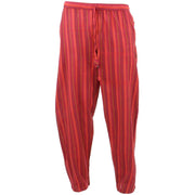 Classic Nepalese Lightweight Cotton Striped Trousers Pants - Red