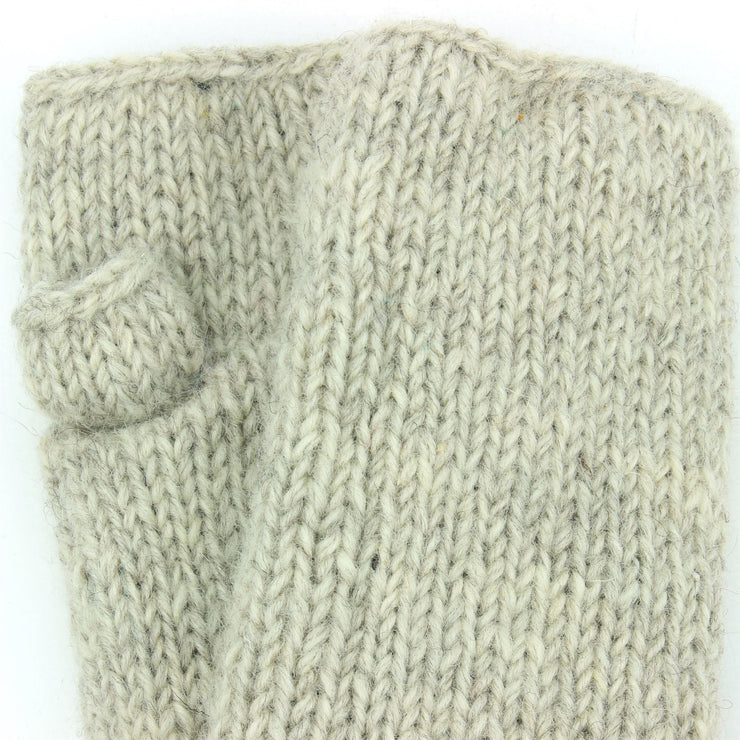 Wool Knit Arm Warmer - Plain - Light Grey