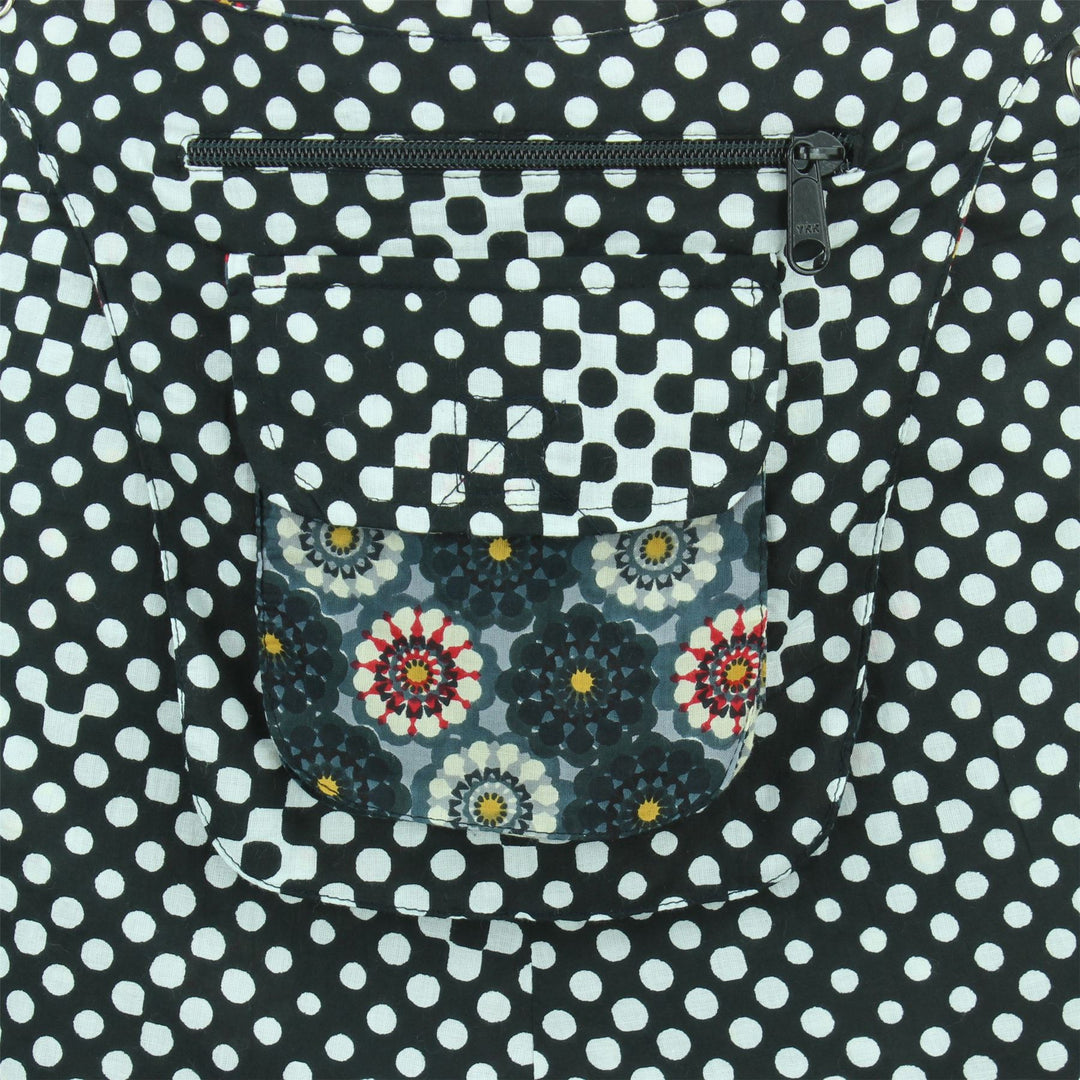 Reversible Popper Wrap Mini Skirt - Kaleidoscope / Mono Dots