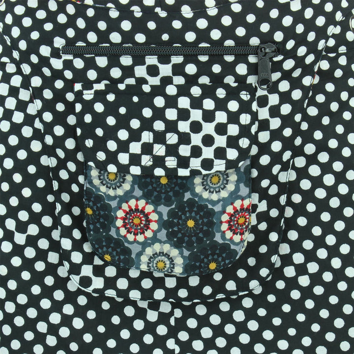 Reversible Popper Wrap Mini Skirt - Kaleidoscope / Mono Dots
