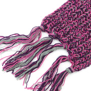 Long Narrow Acrylic Wool Knit Scarf - Pink & Purple