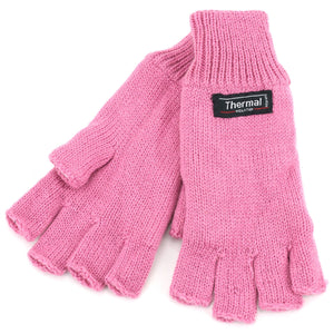Fold op manchetter termiske fingerløse handsker - pink