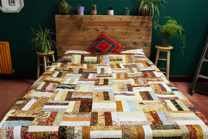 Handmade Quilted Patchwork Batik Printed Bedspread