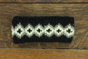 Hand Knitted Wool Headband  - Fairisle Black