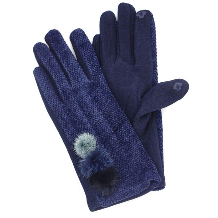 Ladies Velvet Gloves - Navy