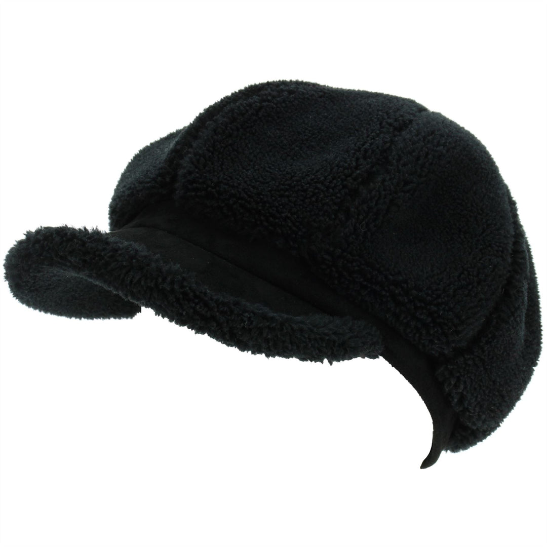 Macahel 8 Panel Vintage Peaked Cap - Black