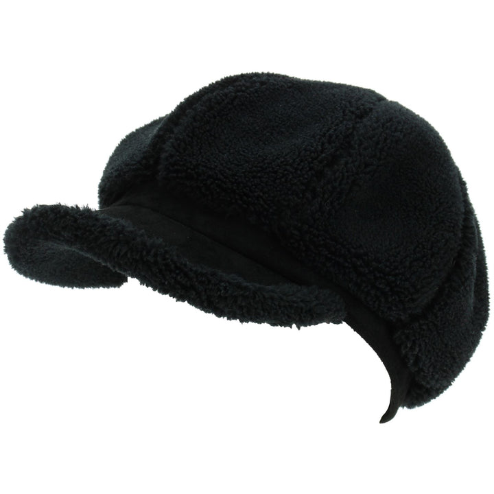 Macahel 8 Panel Vintage Peaked Cap - Black