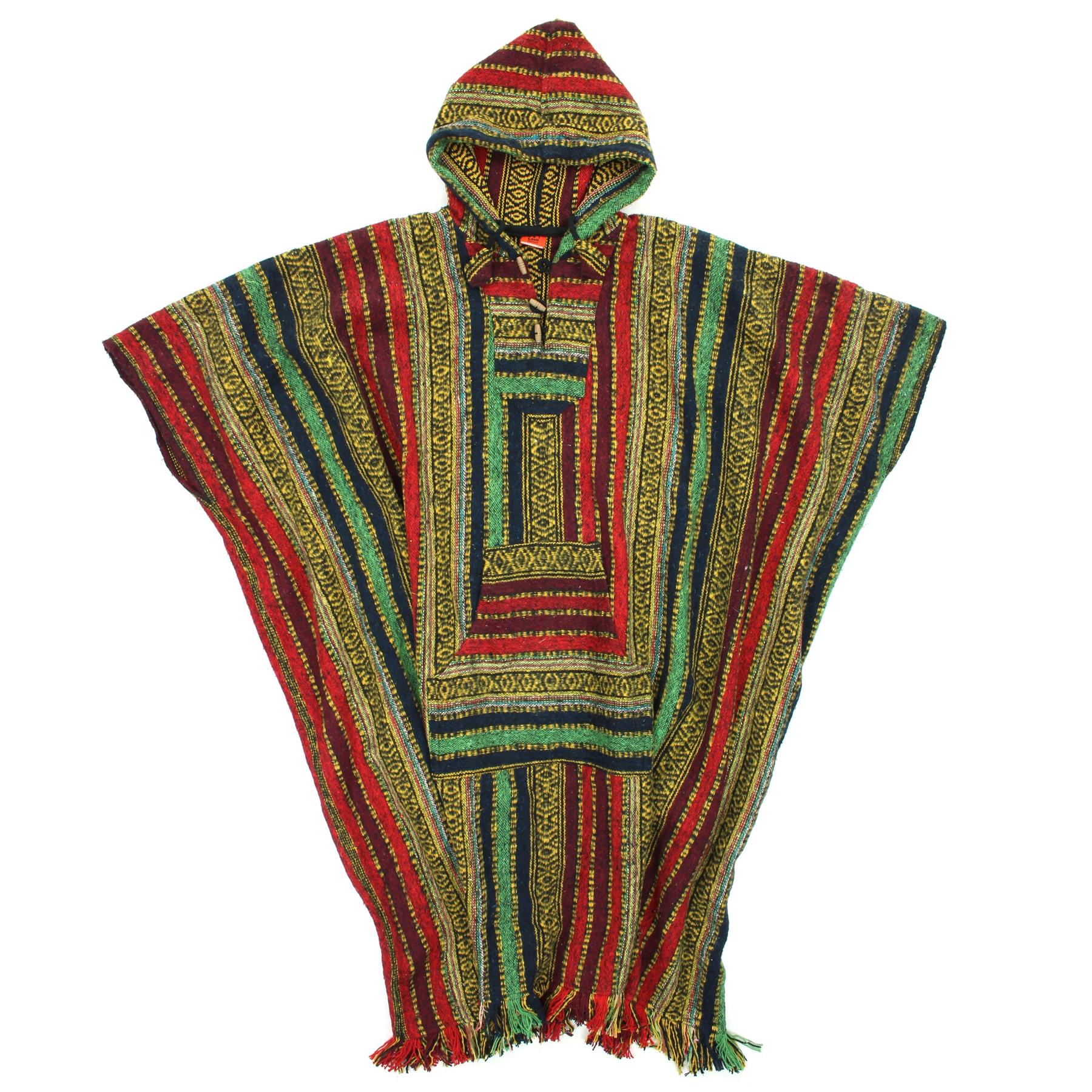 Brushed Cotton Long Hooded Poncho - Red Green – LoudElephant