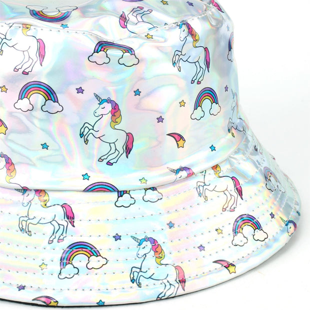 Holographic Bucket Hat - Shiny Unicorn Silver