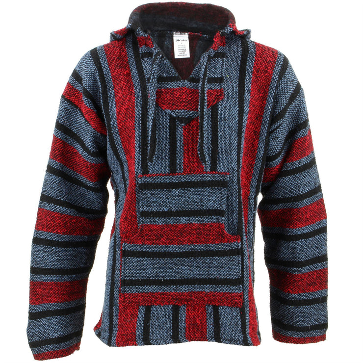 Mexican Baja Jerga Hoody - Blue & Red