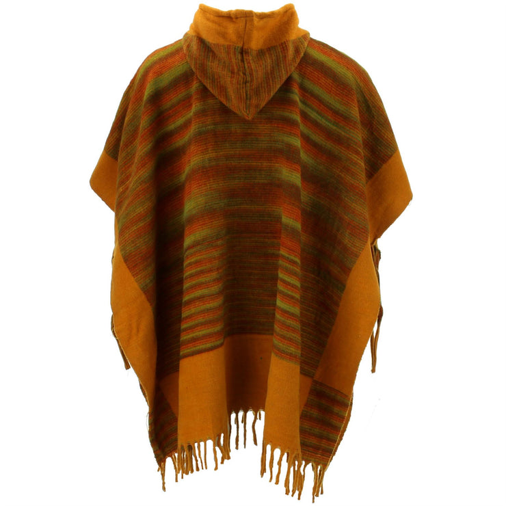 Soft Vegan Wool Hooded Tibet Poncho - Mustard