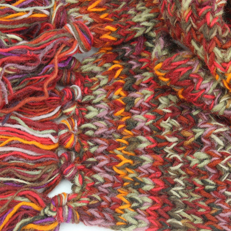 Chunky Wool Knit Scarf - Space Dye - Dark Red