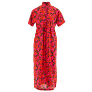 Mandarin Maxi Dress - Vivid Pink Flower