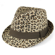Straw Paper Trilby Hat - Leopard Print