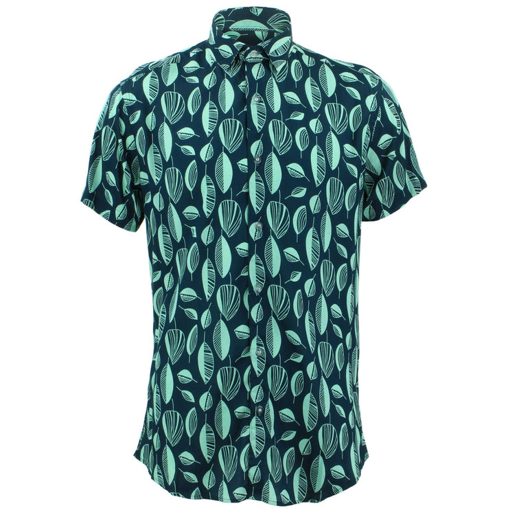 Tailored Fit Short Sleeve Shirt - Abstract Leaves