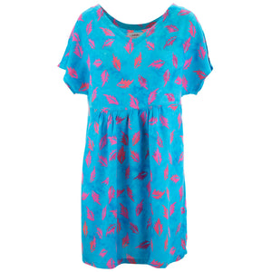 Lolo Short Shift Dress - Blue Batik Leaf