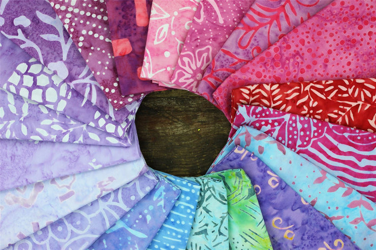 Cotton Batik Pre Cut Fabric Bundles - Fat Quarter - Shades of Purple