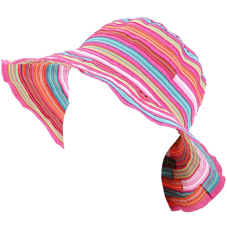 Ladies Multi Stripe Sun Hat - Pink