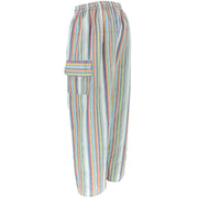 Striped Cotton Cargo Trousers Pants - Bright Multi