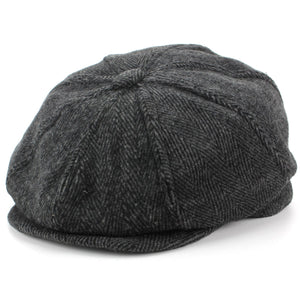 Uld tweed gatsby newsboy 8 panel flad kasket hat - grå