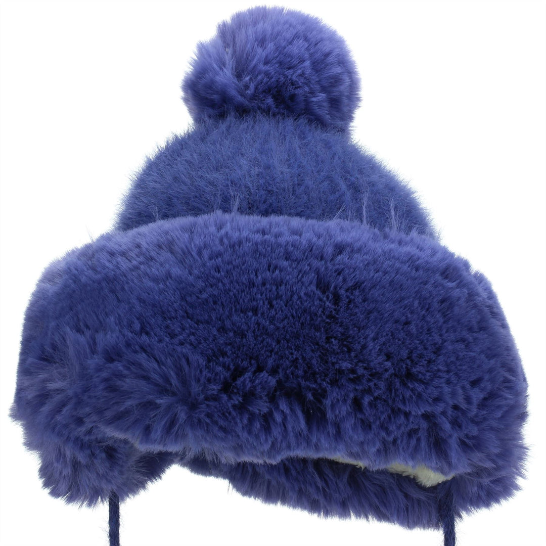 Macahel Soft Fur Bobble Hat with Tassels - Blue