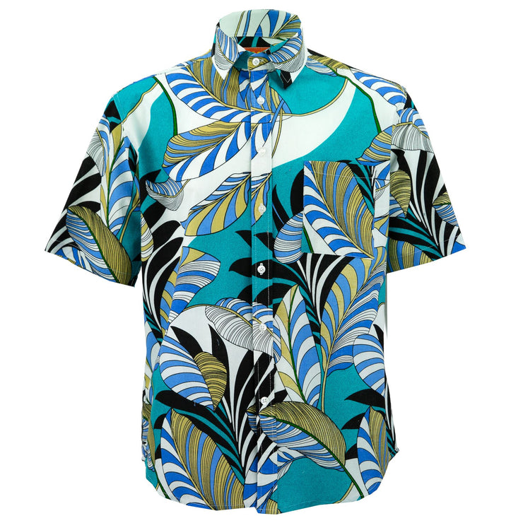 Regular Fit Short Sleeve Shirt - Exotic Vine - Turquoise