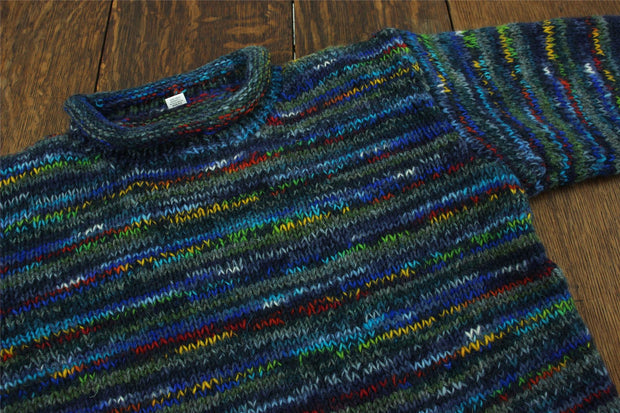 Chunky Wool Knit Jumper Space Dye - SD Dark Blue Mix